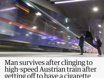 Algerian man clings onto train in Austria after smoking on platform break
