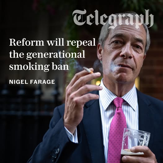 Nigel Farage pledges to abolish the incremental tobacco purchase ban if he wins the next general election in 2029